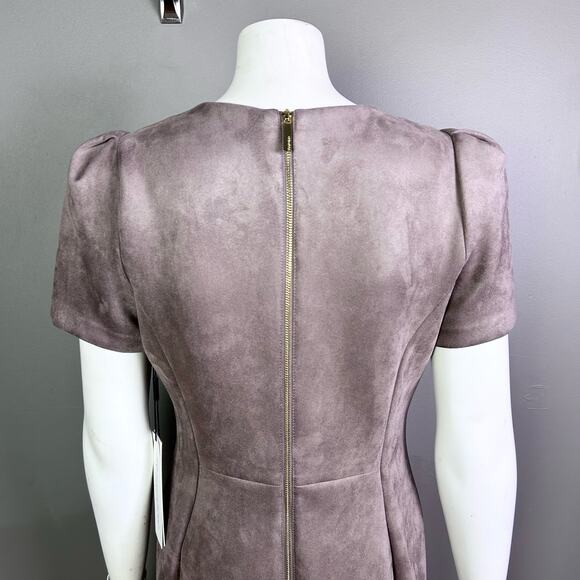 Calvin Klein dress size 10 faux suede NWT mocha brown office work longline suit - Picture 8 of 11